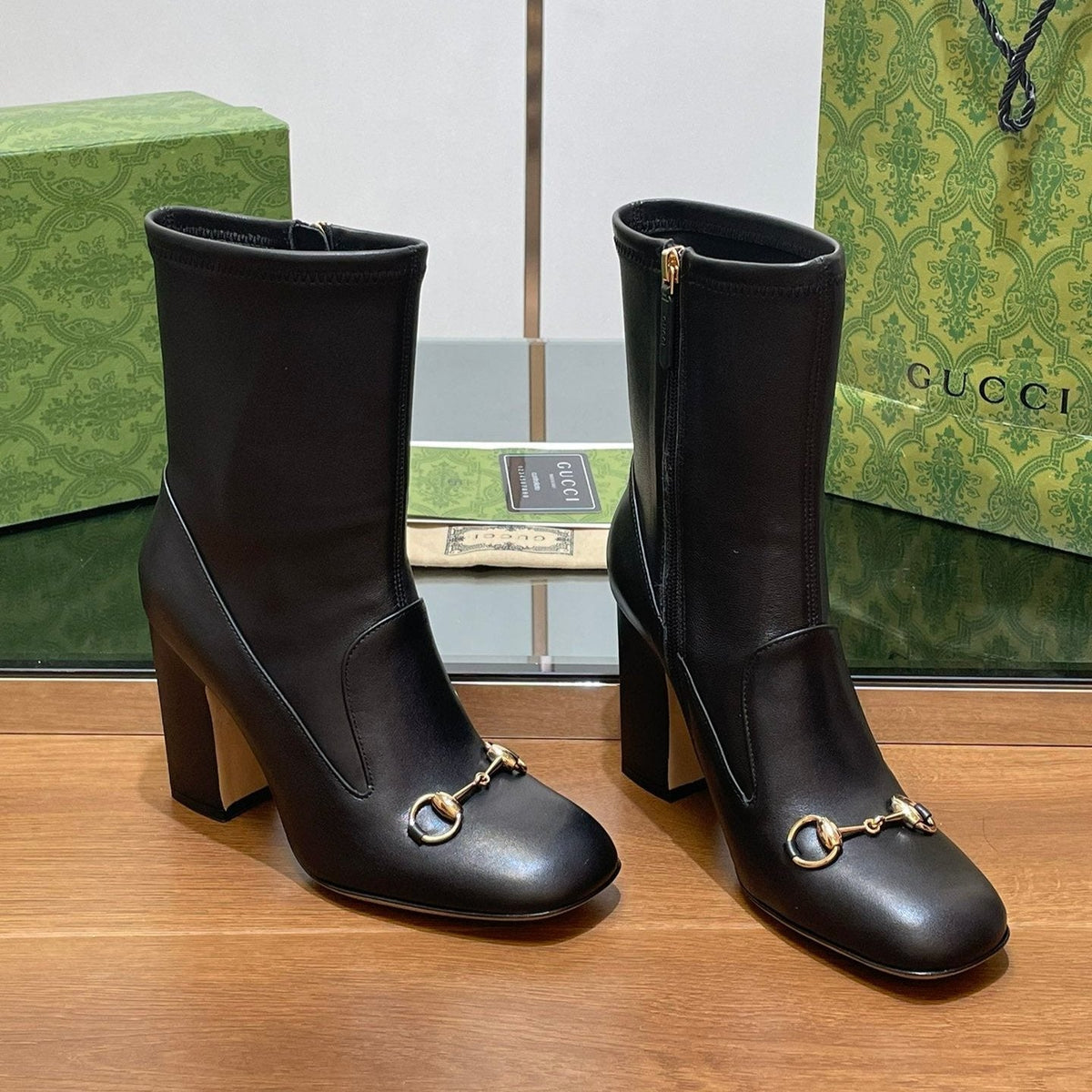 GG Horsebit Ankle Boot 95 Black Calfskin
