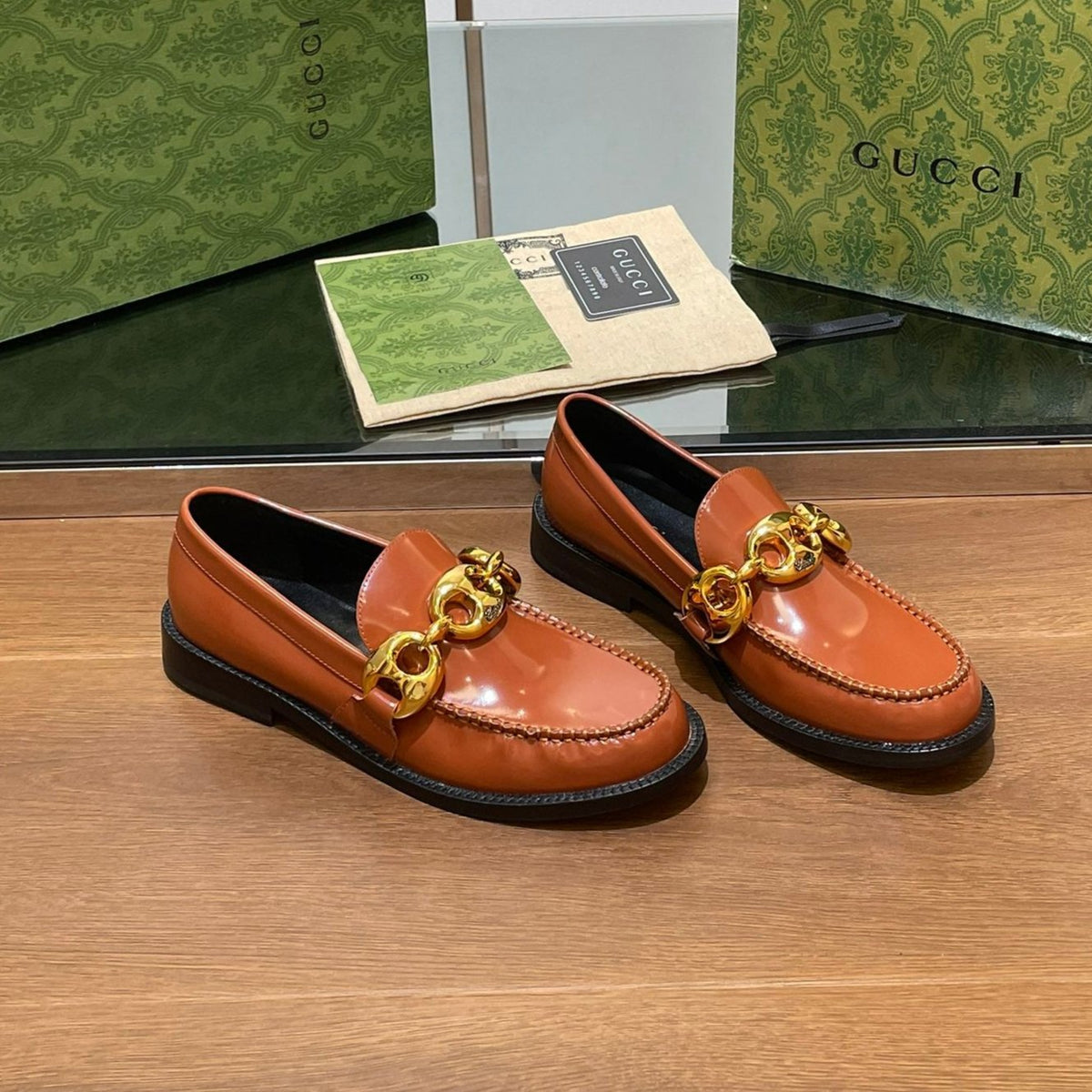 GG Marina Loafer Bronw Patent Calfskin