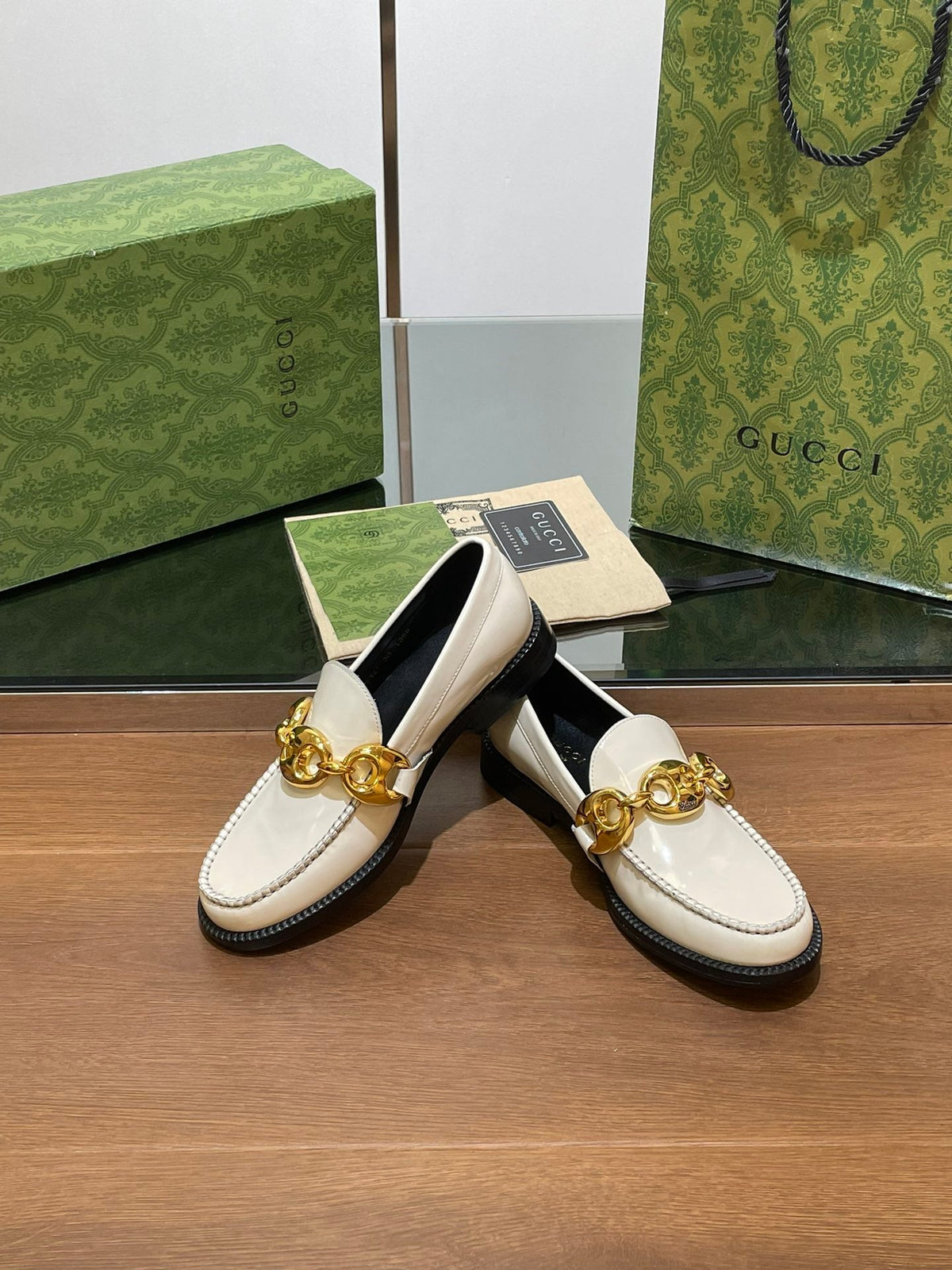 GG Marina Loafer Cream Patent Calfskin