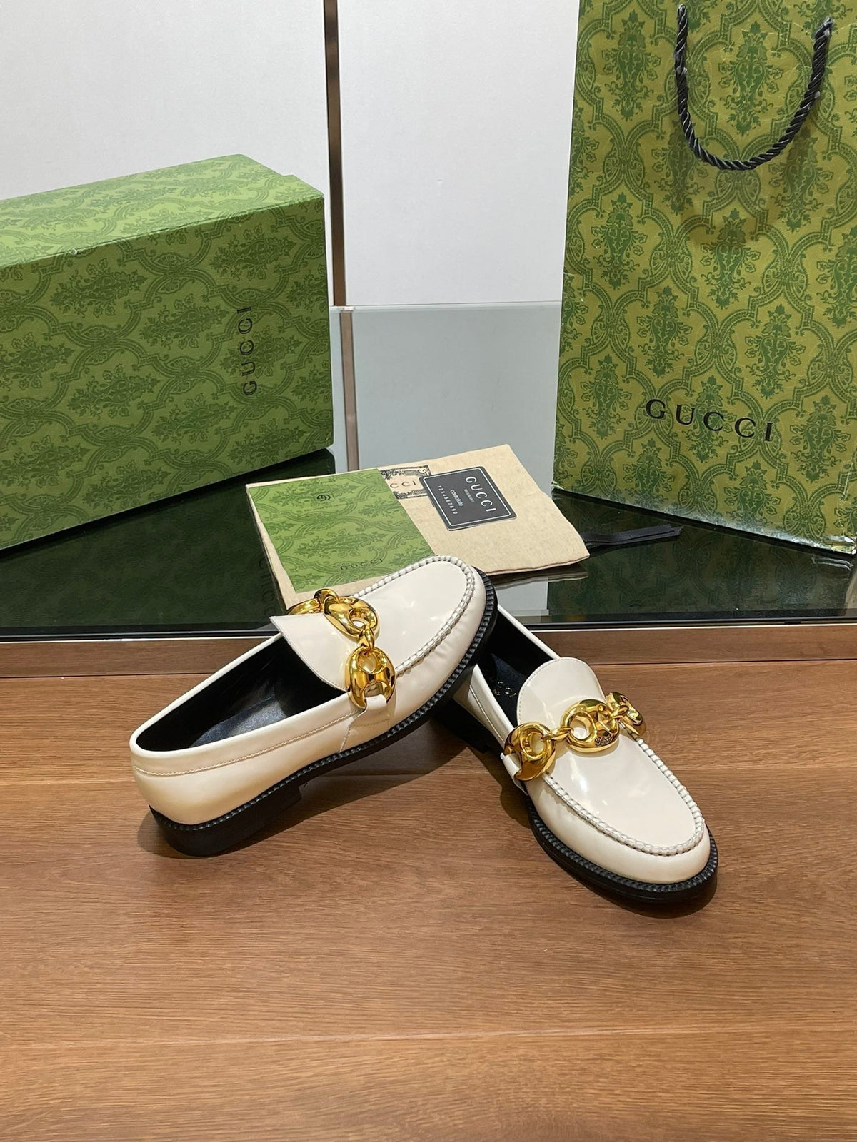 GG Marina Loafer Cream Patent Calfskin