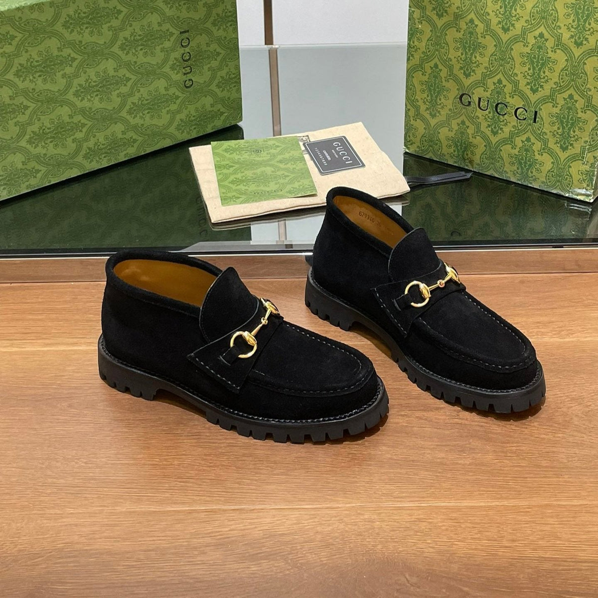 GG Ankle Boot With Horsebit 15 Black Suede