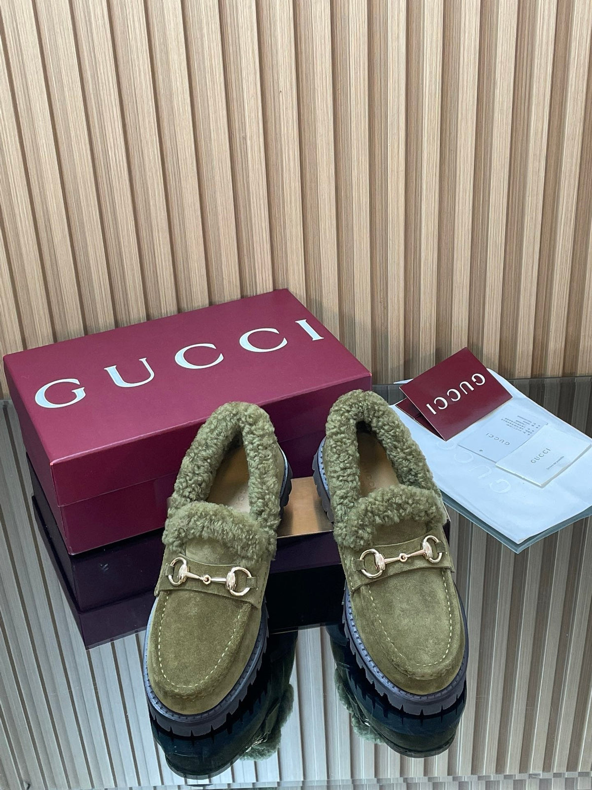 Gucci 2025 Horsebit Loafer Green Suede Wool 563047