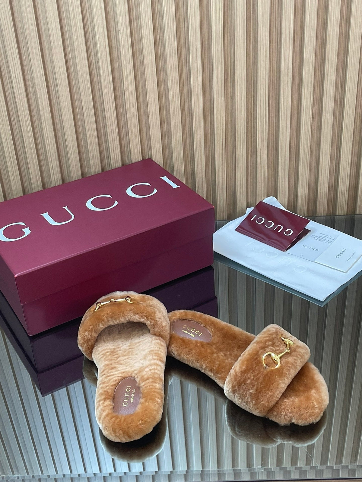 Gucci 2025 Horsebit Slipper Brown Wool 562871