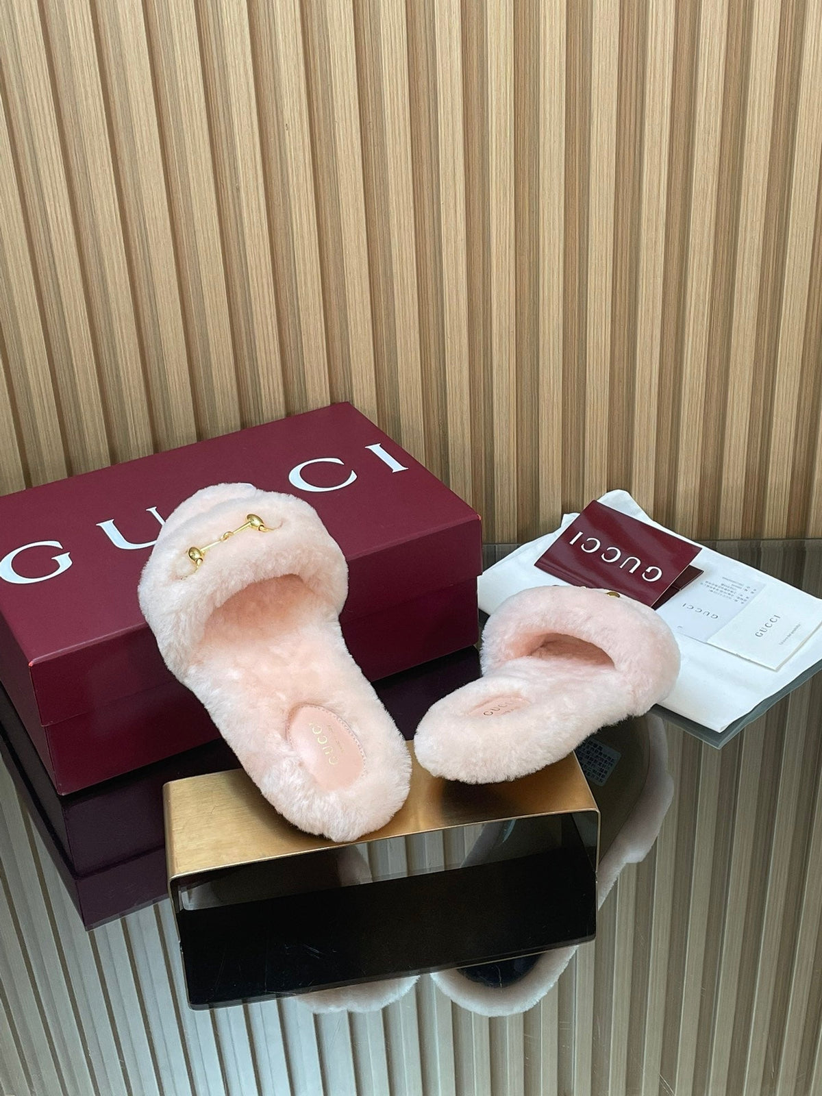 Gucci 2025 Horsebit Slipper Light Pink Wool 562873