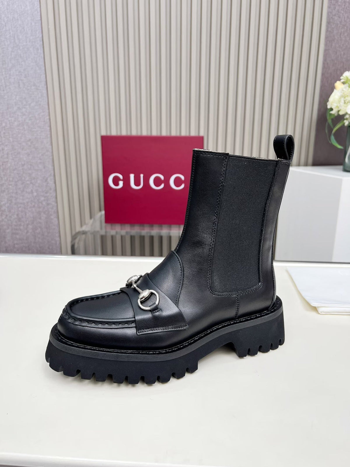 Gucci Ankle Boot with Horsebit Black Cowhide 476793