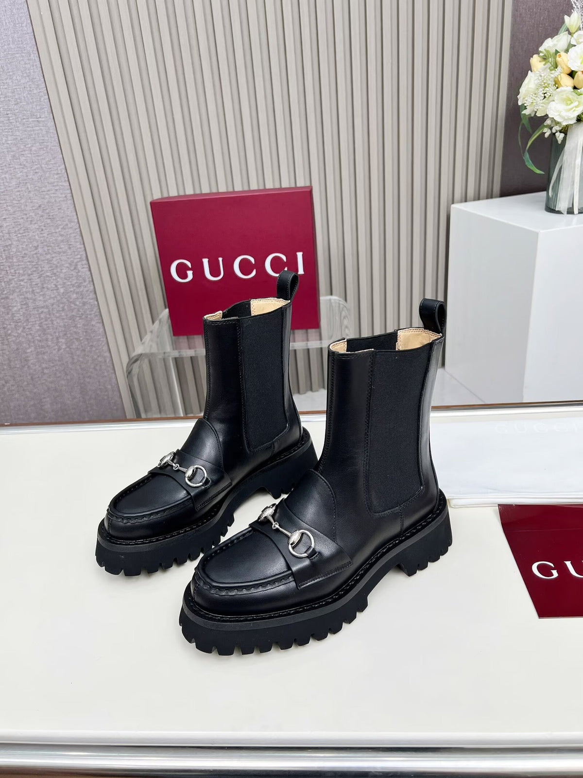 Gucci Ankle Boot with Horsebit Black Cowhide 476793