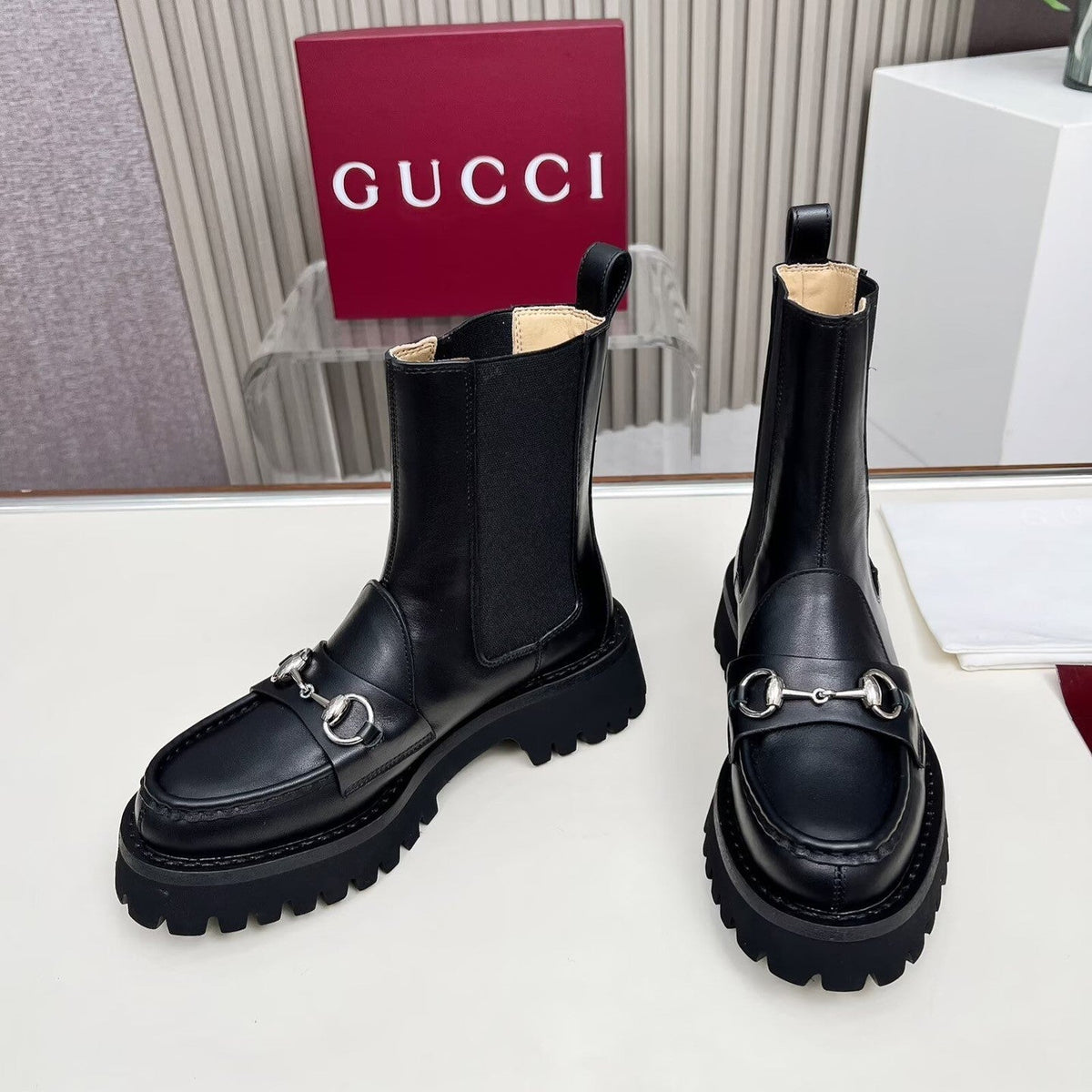 Gucci Ankle Boot with Horsebit Black Cowhide 476793