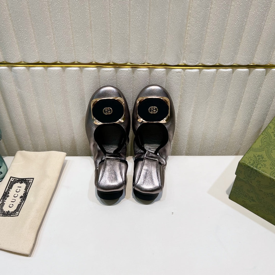 GG BALLET SUPER SLIM SILVER LAMBSKIN