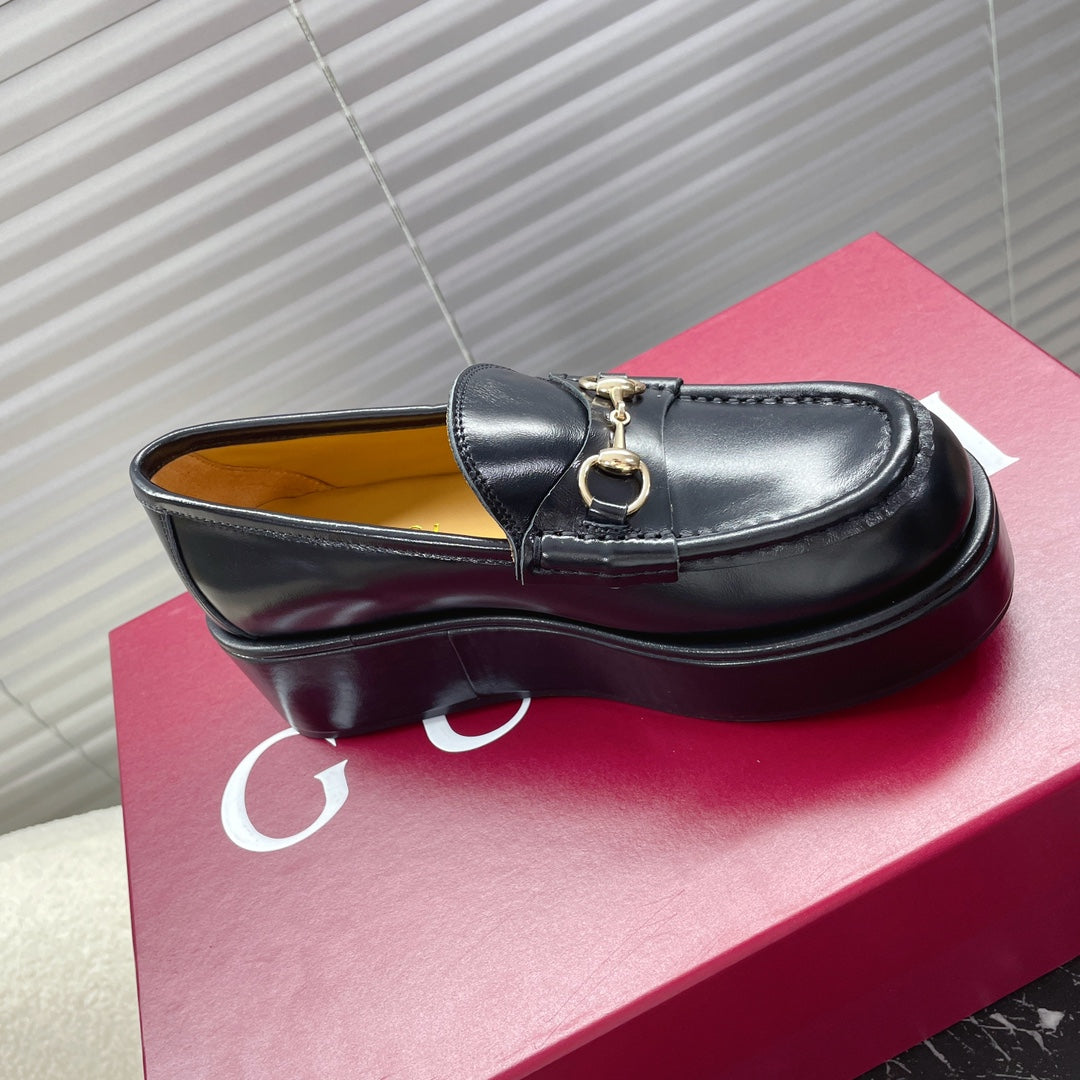 HORSEBIT PLATFORM LOAFER IN BLACK CALFSKIN