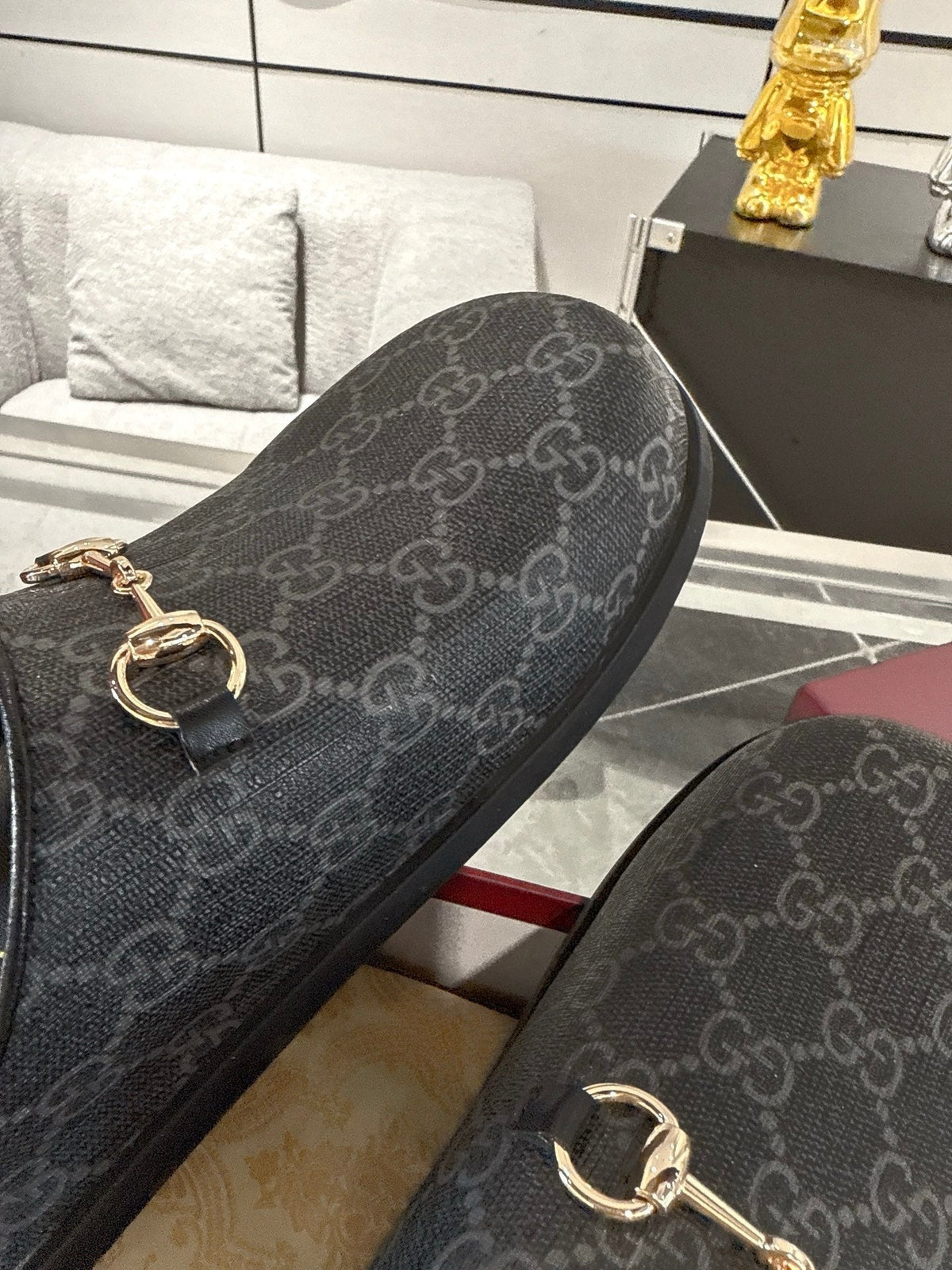 GC 25 Horsebit Mule Grey Monogram Canvas