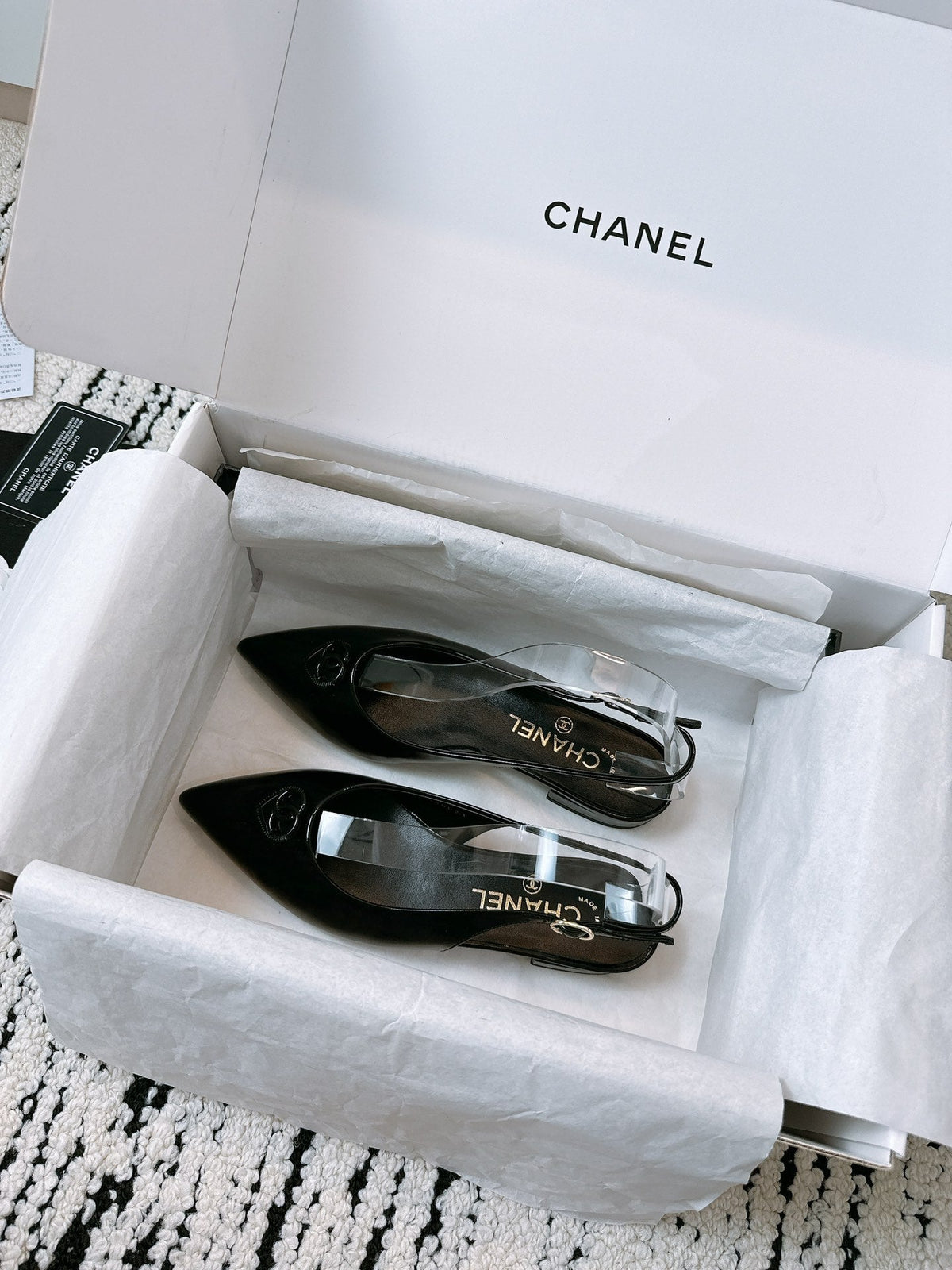 CC Slinback Flats In Black Glossy Lambskin 144671