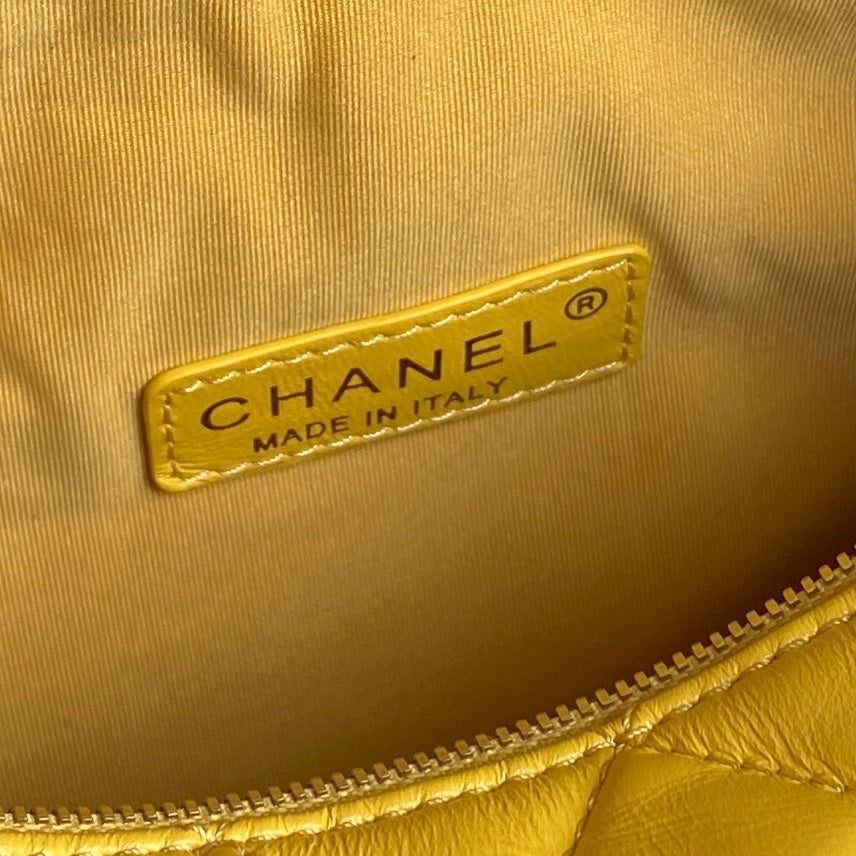 24K Camera Bag Yellow Calfskin Gold Hardware