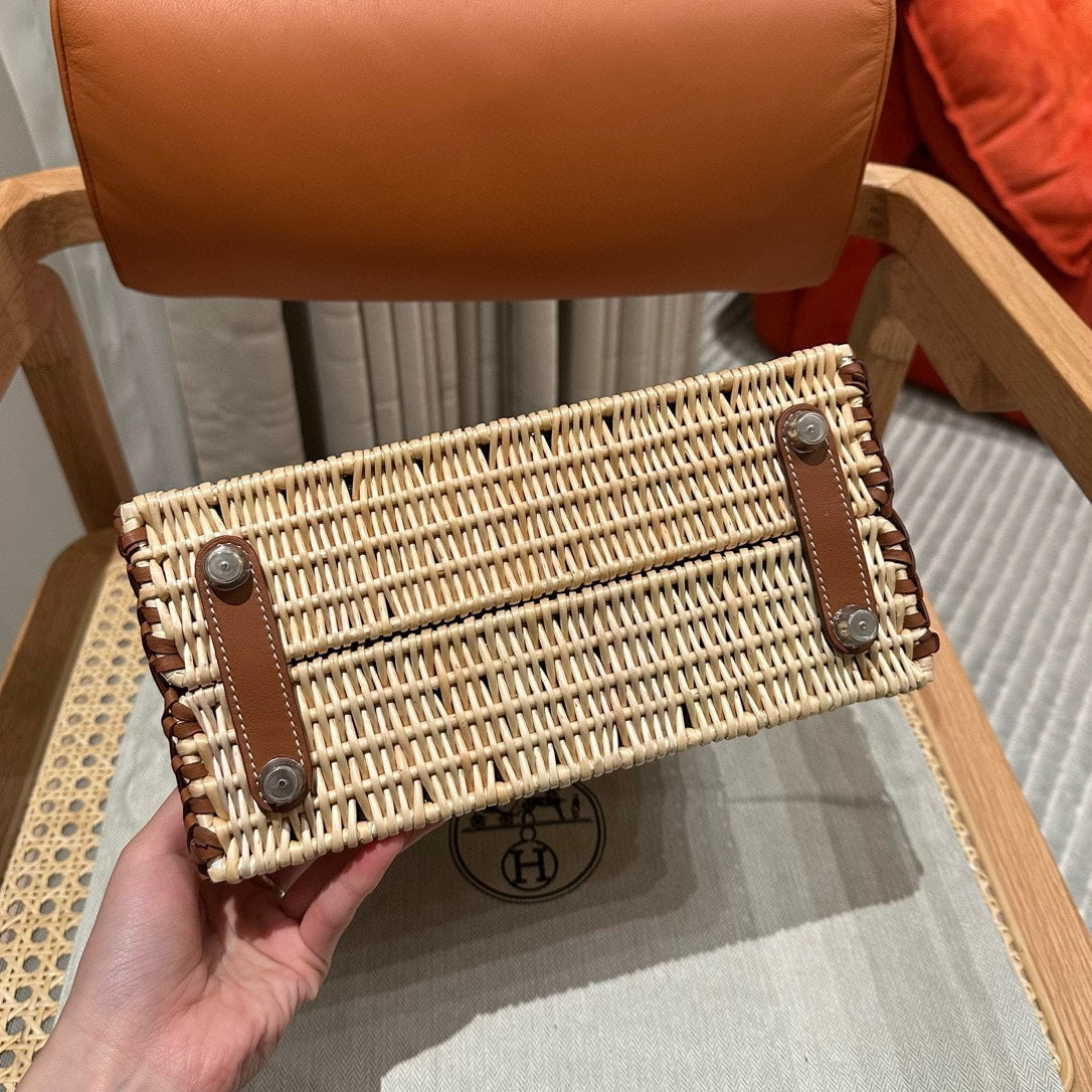 HM BIRKIN 25 CM PICNIC GOLD BAMBOO AND RATTAN