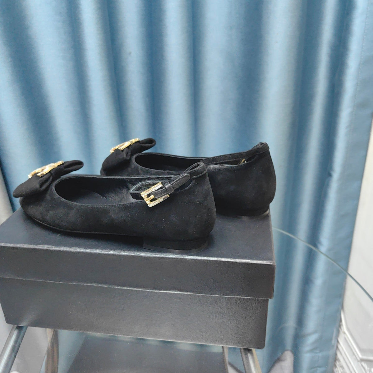 CC Mary Jane Black Bow Suede And Lambskin