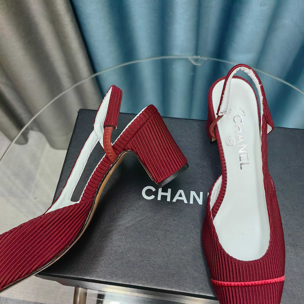 CC 25 Slingback Burgundy Striped Fabric