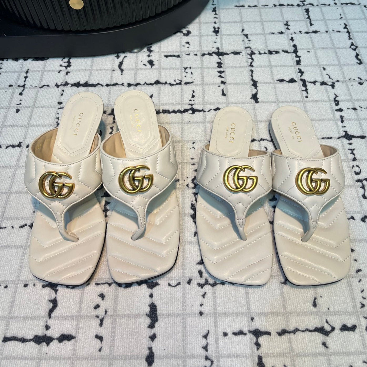 GG THONG SANDALS 55 WHITE CALKSKIN