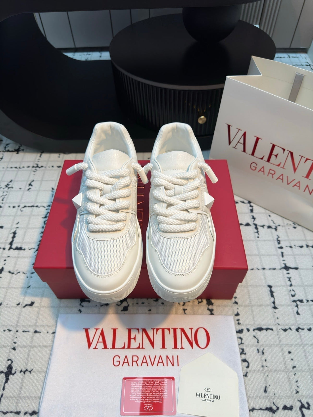 One Stud Xl Trainer In White Nappa Leather And Mesh Fabric 824990