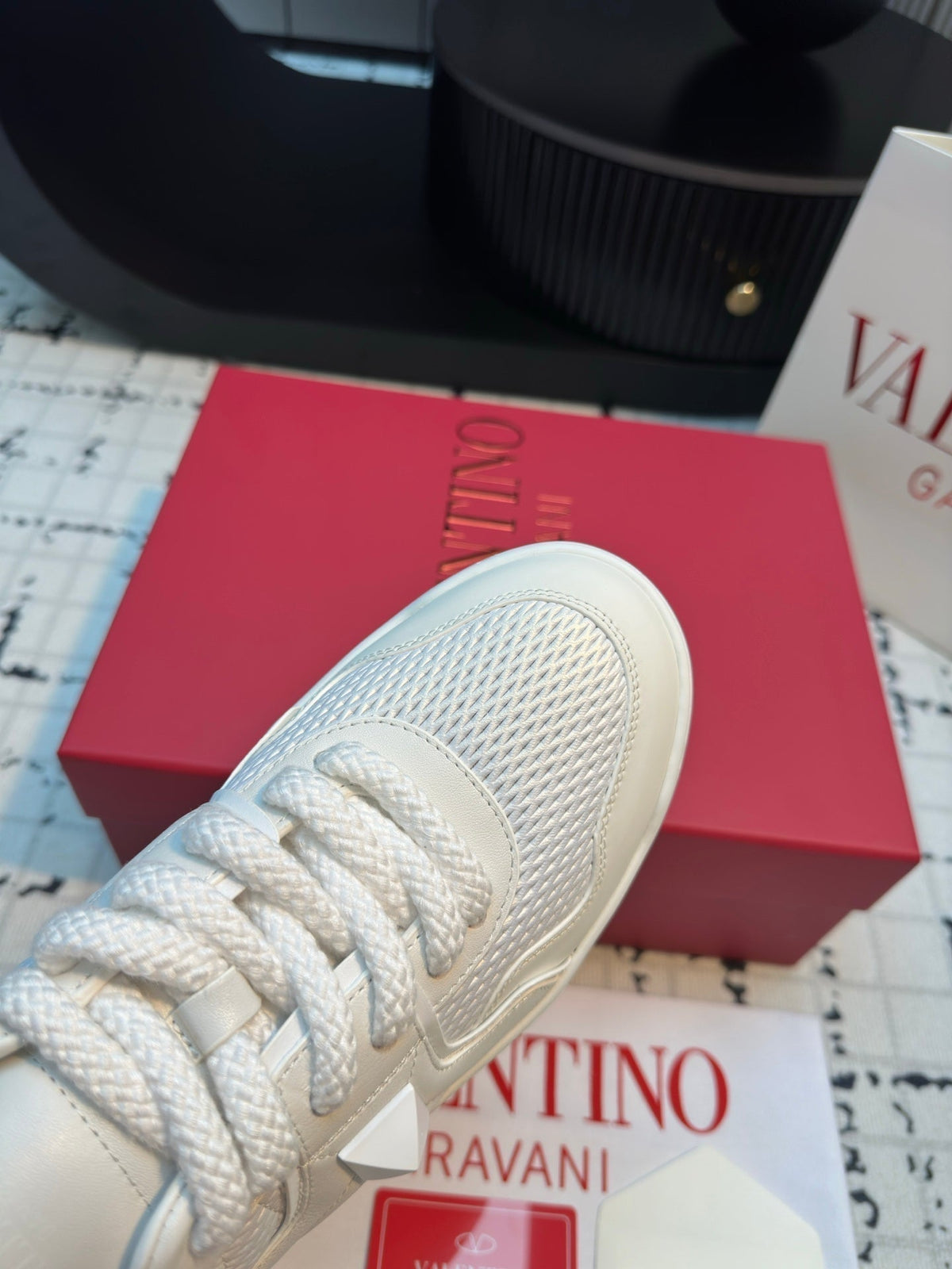 One Stud Xl Trainer In White Nappa Leather And Mesh Fabric 824990