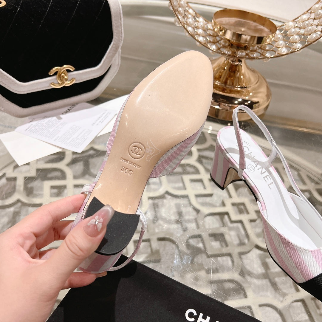 CC HIGH SLINGBACK IN WHITE MIX LIGHT PINK FABRIC