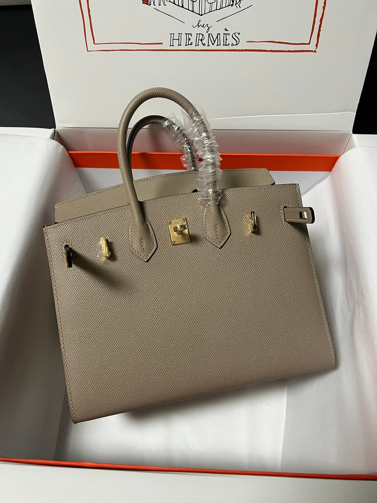 HM BIRKIN SELLIER ETOUPE GREY EPSOM LEATHER GOLD HARDWARE
