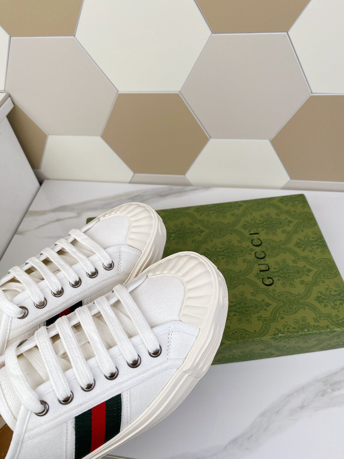 GG JULIO SNEAKER WITH WEB WHITE CANVAS