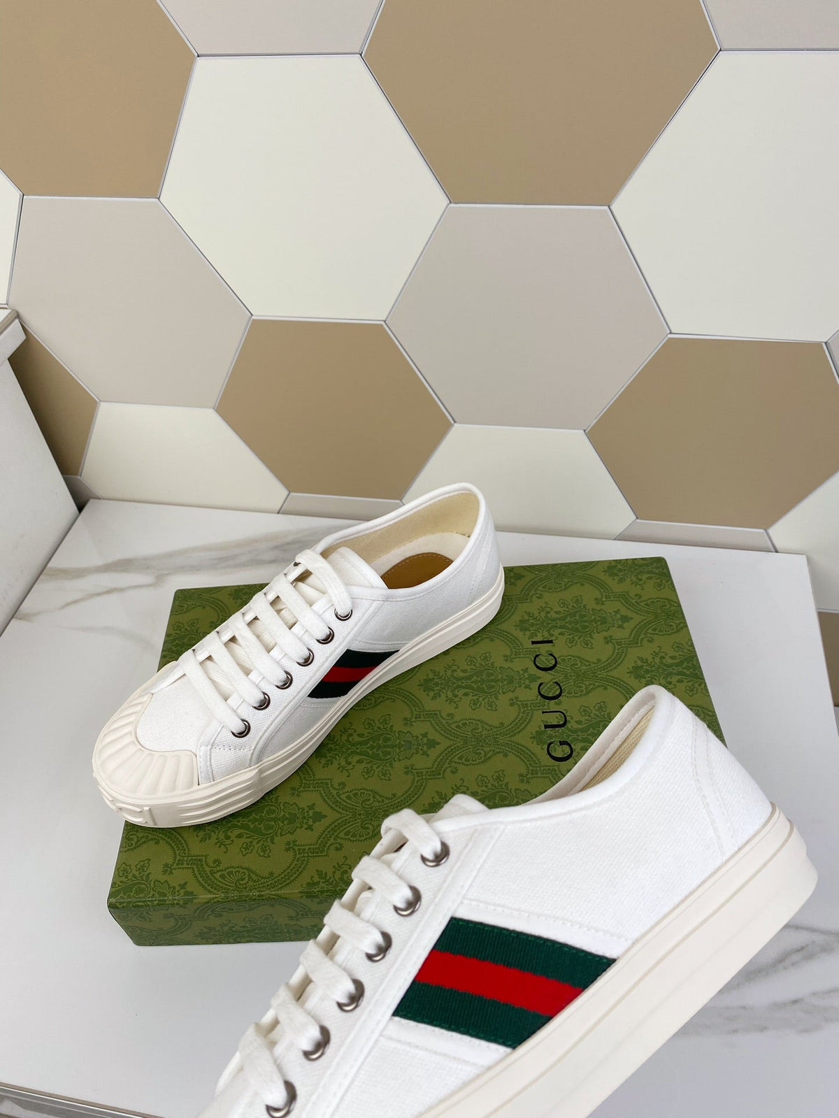 GG JULIO SNEAKER WITH WEB WHITE CANVAS