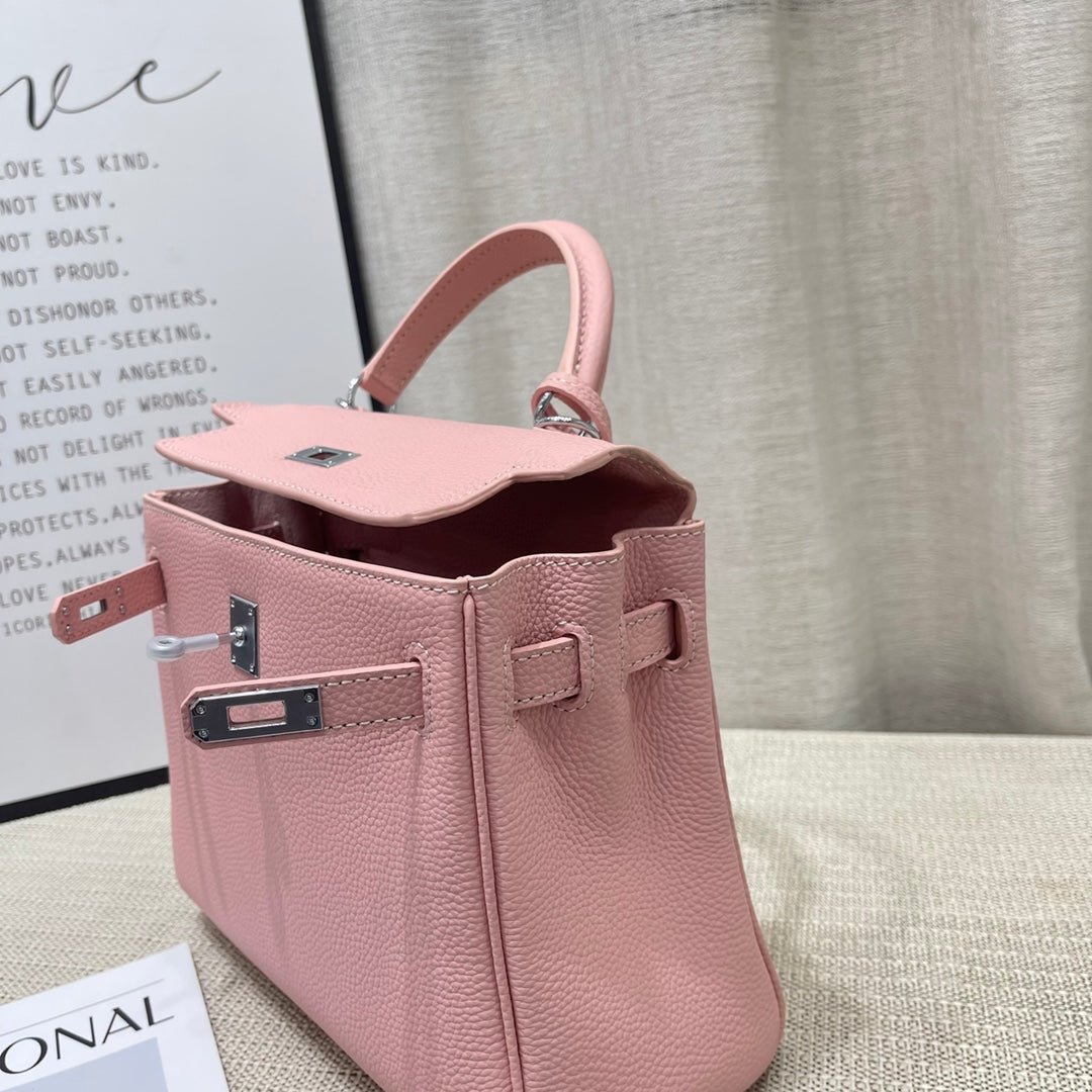 HM Kelly 25cm Pastel Pink Togo Leather Silver Hardware
