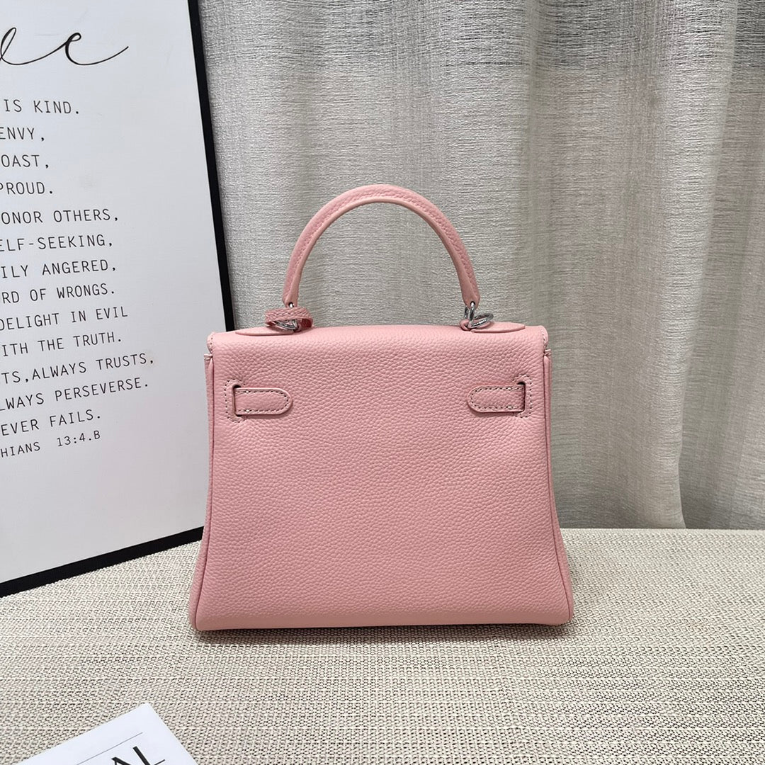 HM Kelly 25cm Pastel Pink Togo Leather Silver Hardware