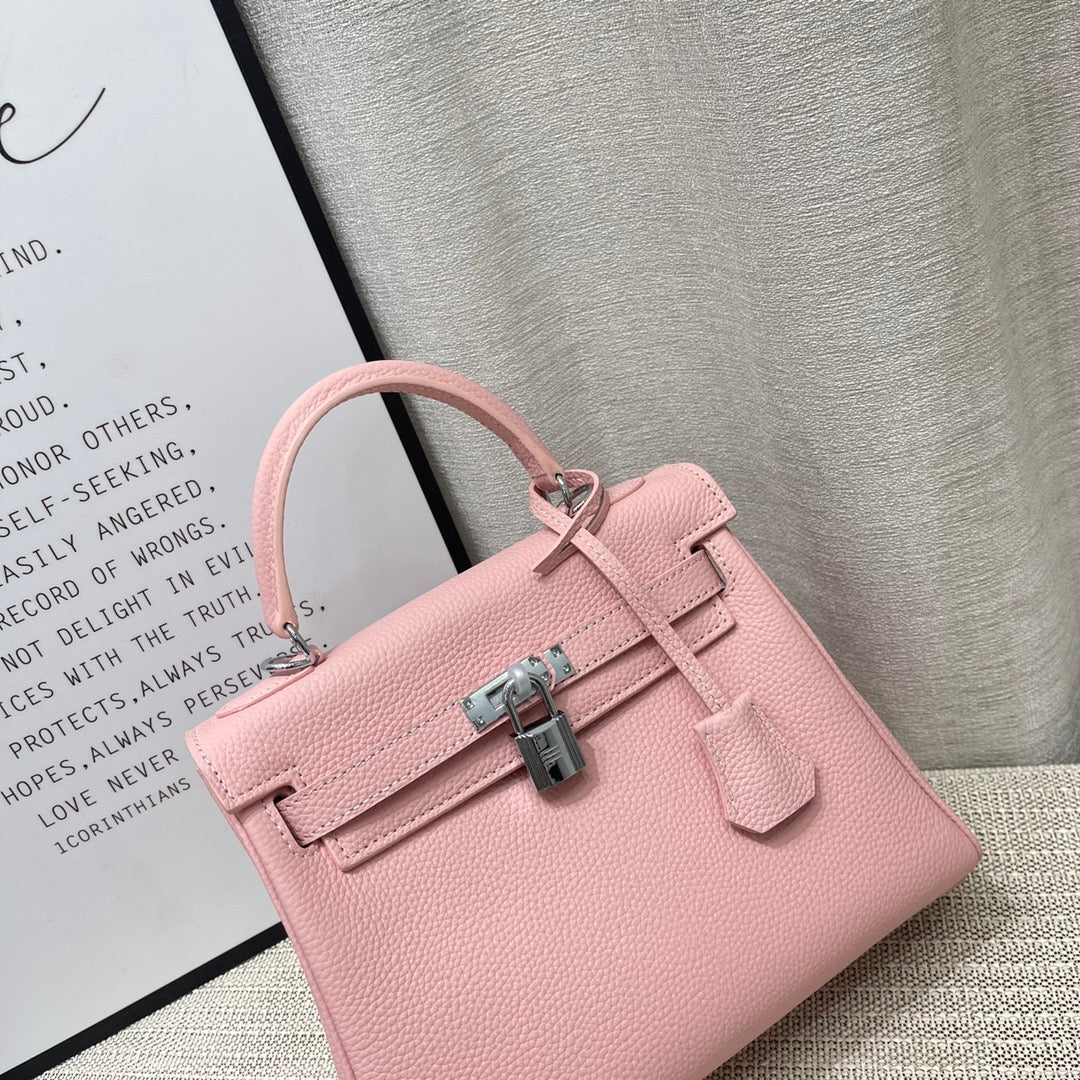 HM Kelly 25cm Pastel Pink Togo Leather Silver Hardware