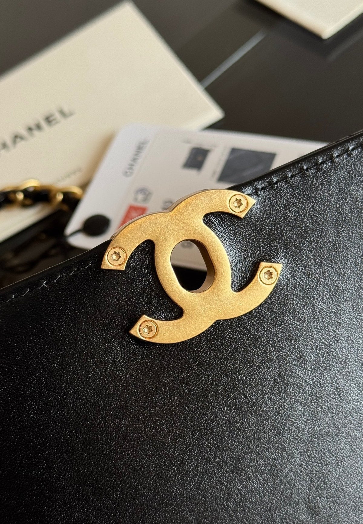 Mini Flap 22cm Black Lambskin Gold Hardware