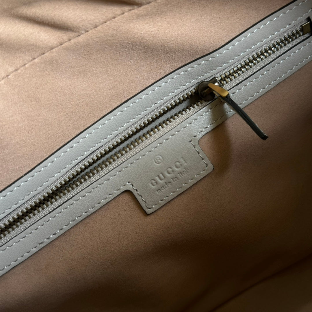 gg marmont medium top handle 35cm cream calfskin gold hardware