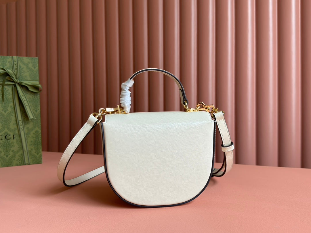 Gucci Horsebit Bag White Leather 239812