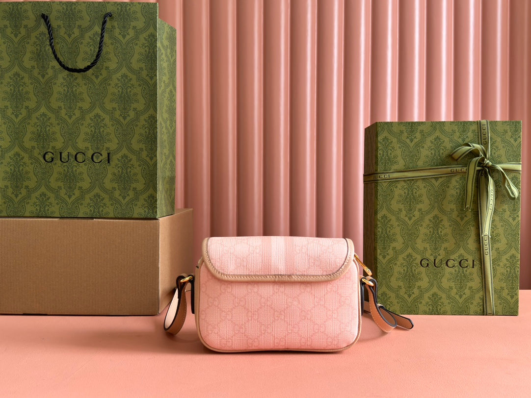 Gucci Ophidia 19cm Bag Pink Canvas 239919