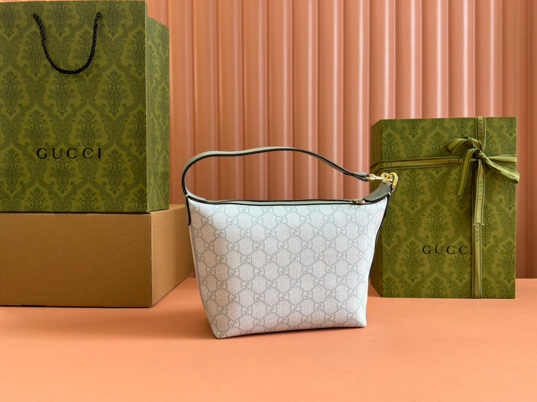 Gucci Ophidia 20cm Bag Blue Gray Canvas 239921