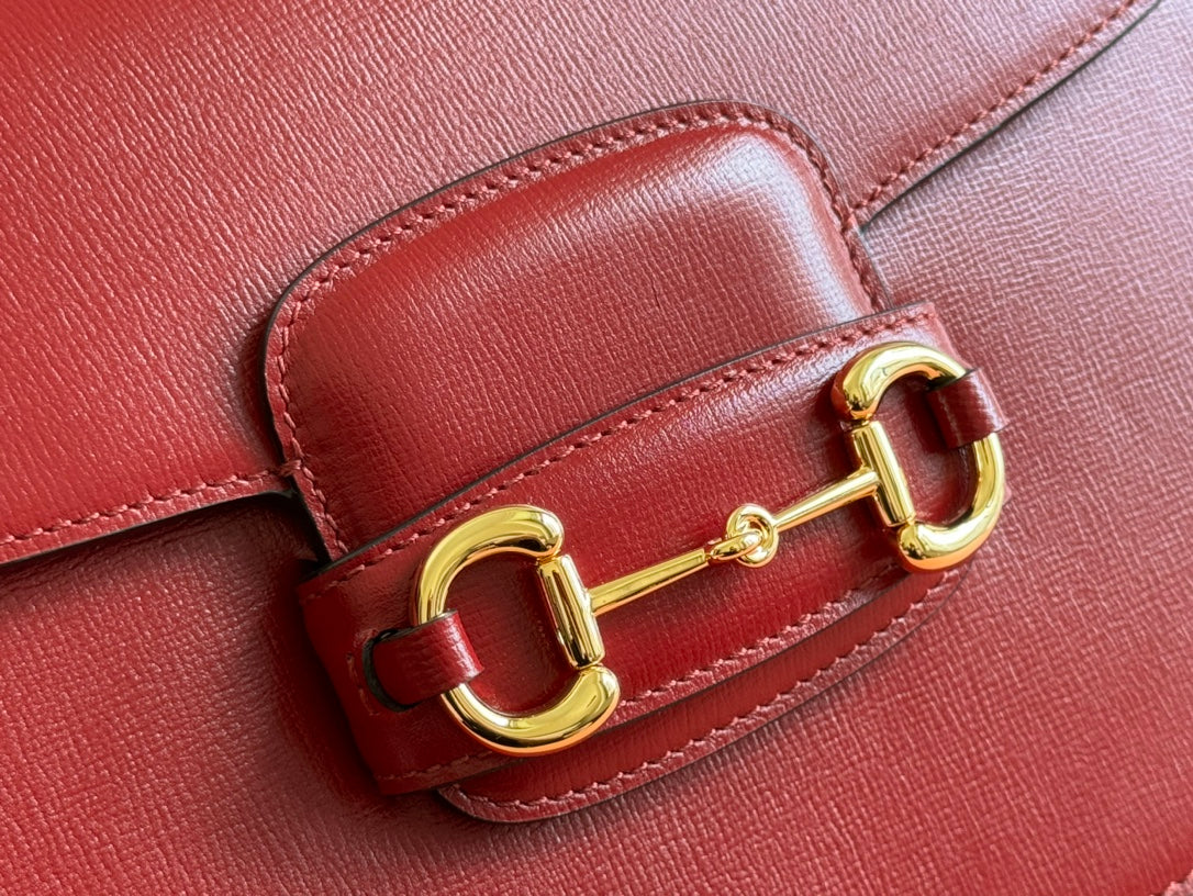 Gucci Horsebit 25 Bag Rosso Ancora Red Leather Canvas 244262