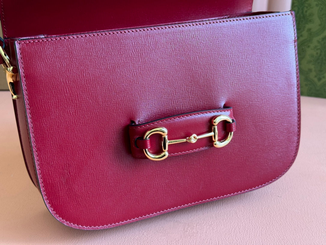Gucci Horsebit 25 Bag Rosso Ancora Red Leather Canvas 244262