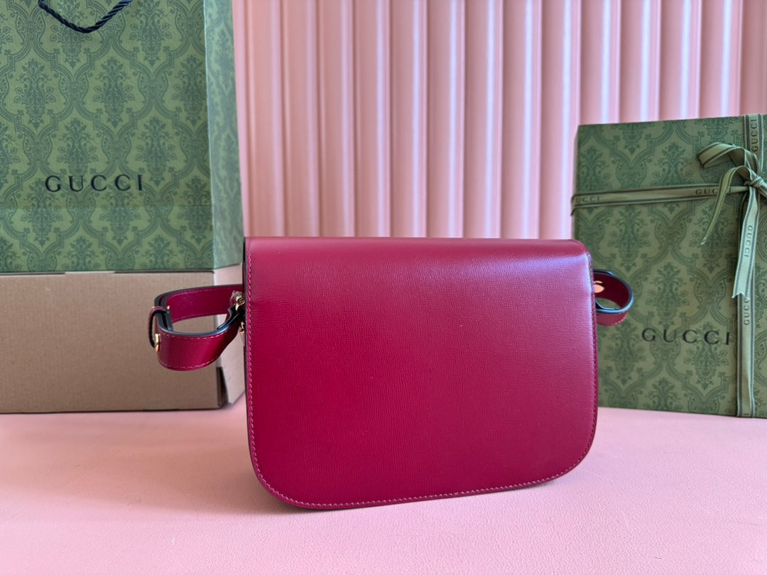 Gucci Horsebit 25 Bag Rosso Ancora Red Leather Canvas 244262
