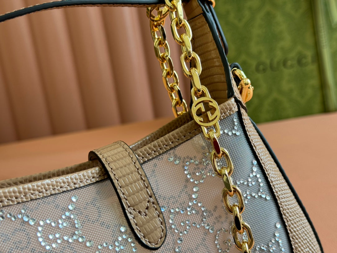 Gucci Jacket Bag Pink Lizard Rhinestones 248588