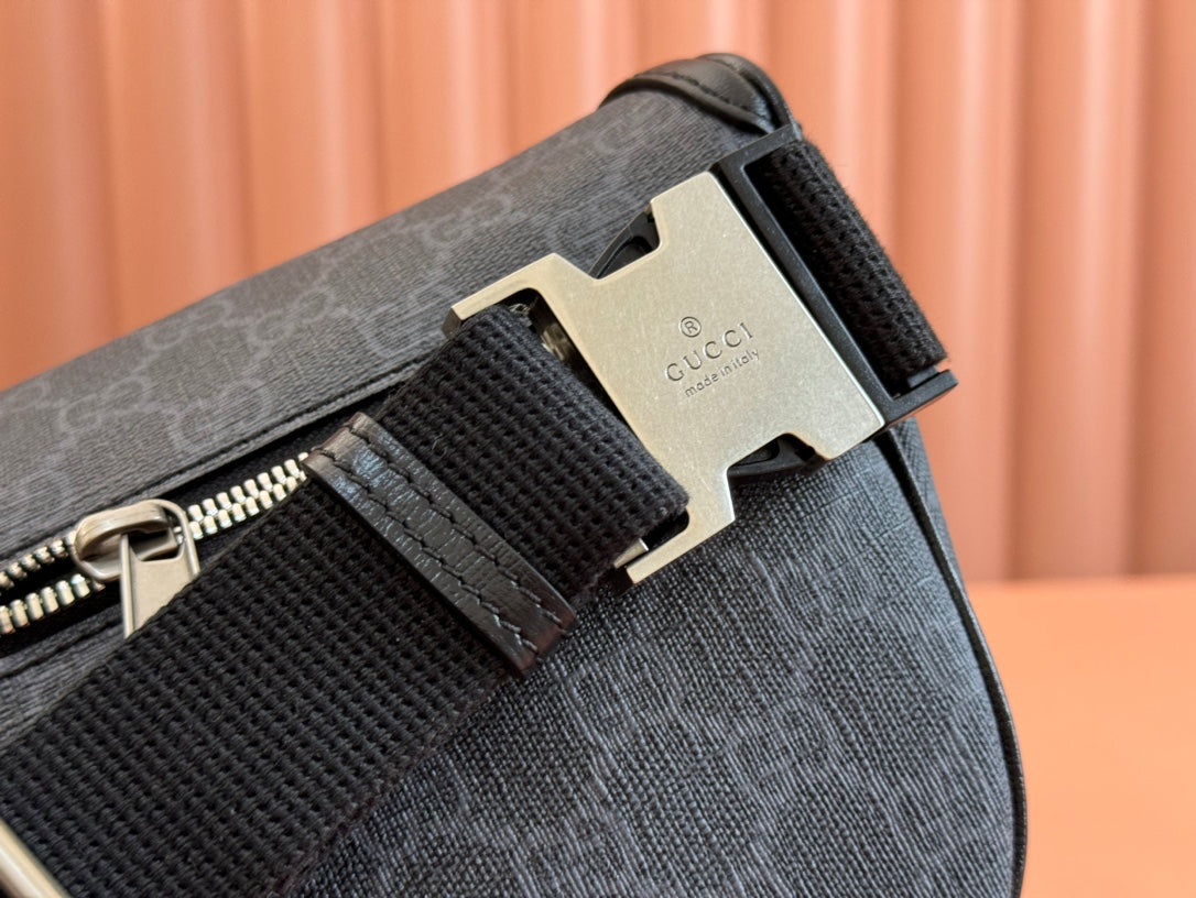 Gucci Interlocking G belt bag Black Leather Canvas 248163