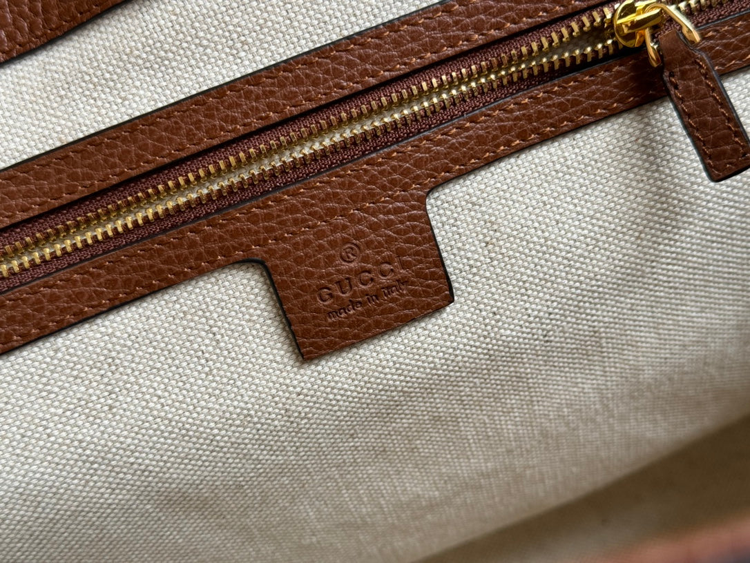 Gucci Ophidia 38cm Bag Blue Brown Leather Canvas 244458