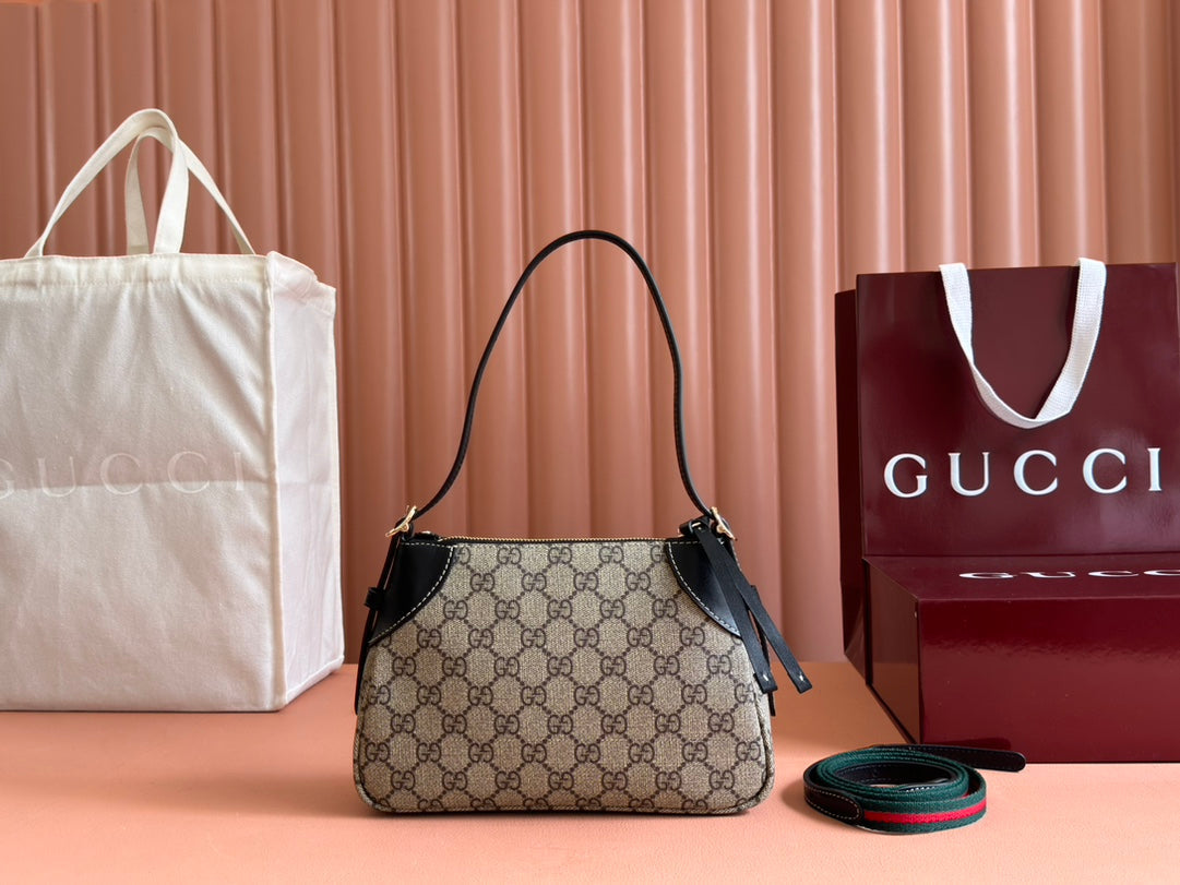 Gucci Ophidia 24.5cm Bag Ebony Black Canvas 248561