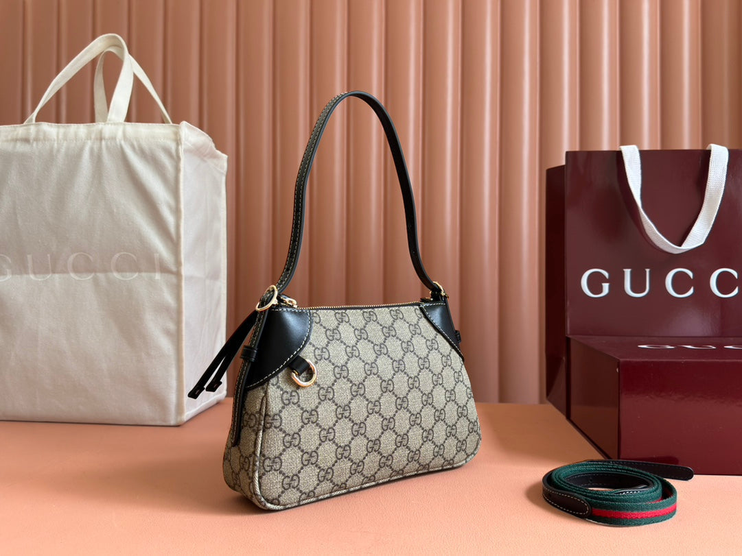 Gucci Ophidia 24.5cm Bag Ebony Black Canvas 248561