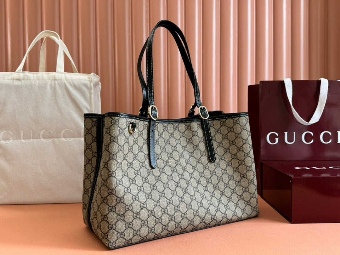 Gucci Ophidia 36cm Bag Ebony Black Canvas 248557