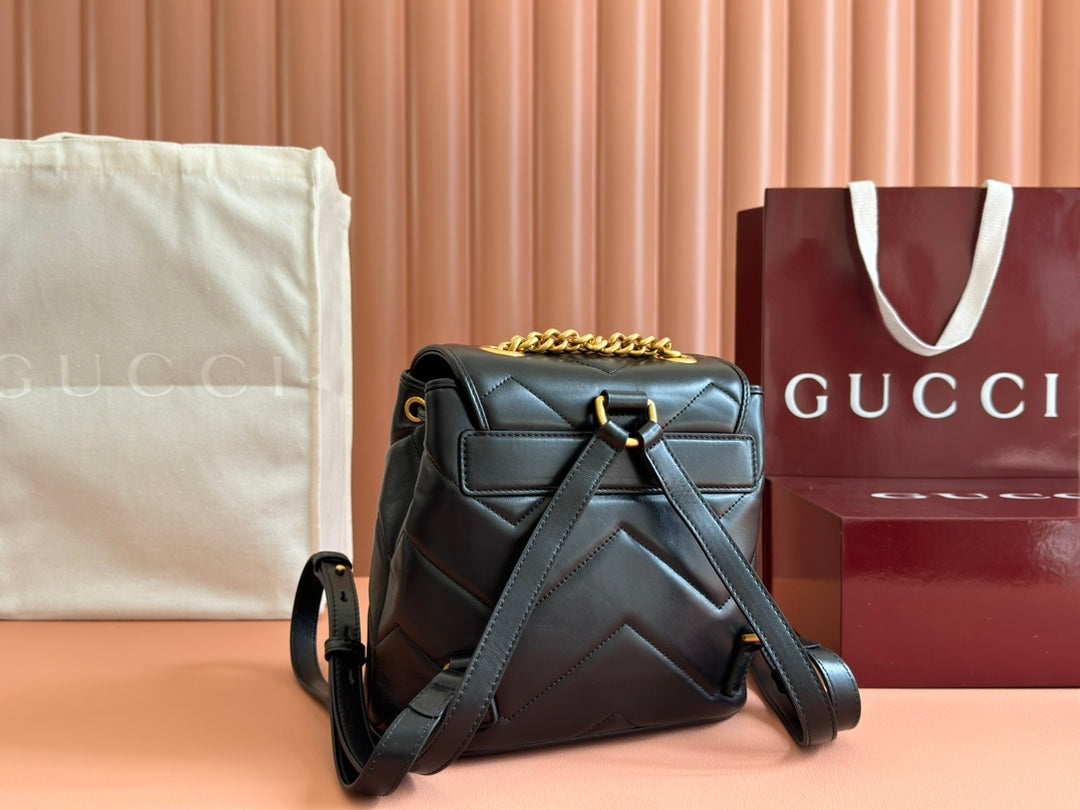 Gucci GG Marmont Backpack Black Leather 248169