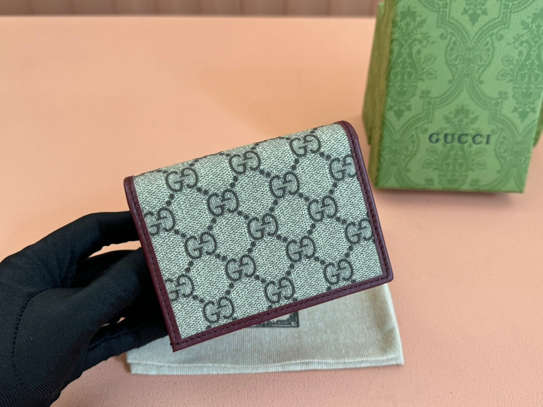 Gucci Horsebit 1995 Wallet Beige mix Rosso Ancora red Canvas 244277