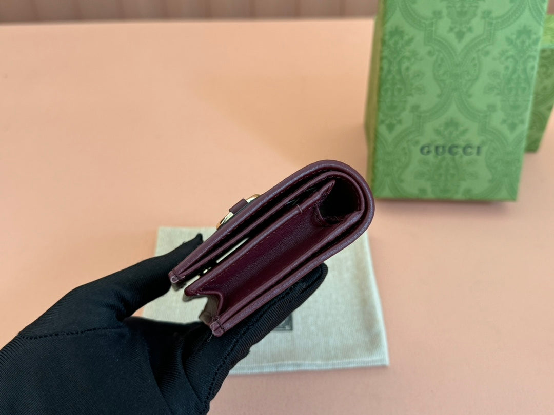 Gucci Horsebit 1995 Wallet Beige mix Rosso Ancora red Canvas 244277