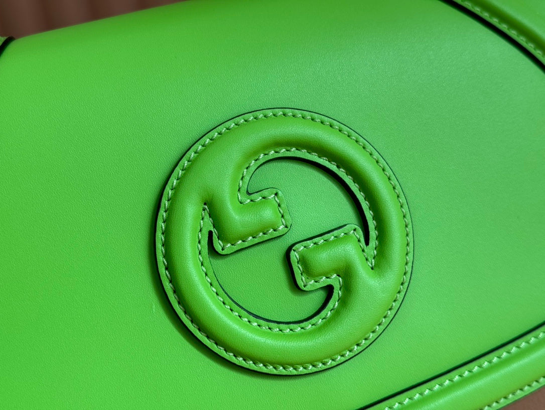 GG Blondie Medium Handbag 27cm Green Calfskin