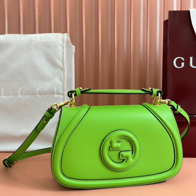 GG Blondie Medium Handbag 27cm Green Calfskin