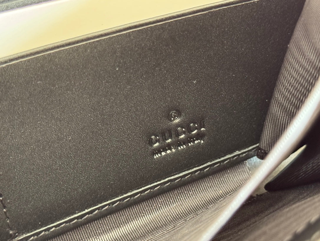 Gucci Zipper Wallet Black Embossed 248406