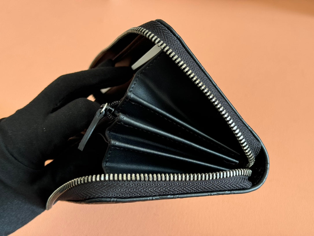 Gucci Zipper Wallet Black Embossed 248406